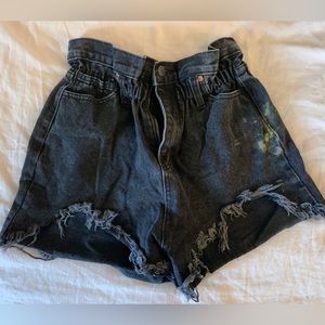 High waisted super cheeky black jean shorts, size M